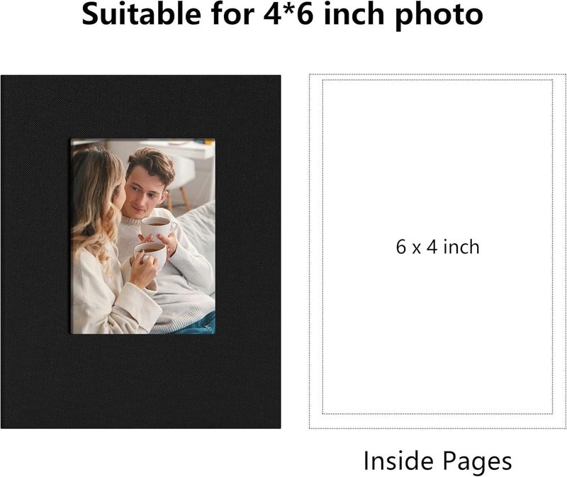 Remowith Small 4x6 Photo Album 100 Pockets Linen Cover with Front Window Portable Mini Picture Book for Family Travel Wedding and Memory Keepsake Organizer Black - Image 2